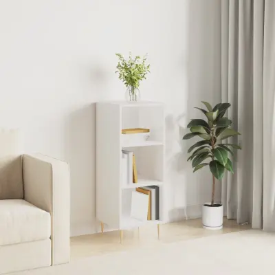 The Living Store Komoda visok sijaj bela 34,5x32,5x90 cm inženirski les - Komoda