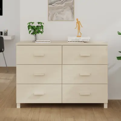 The Living Store Komoda HAMAR medeno rjava 113x40x80 cm trdna borovina - Komoda