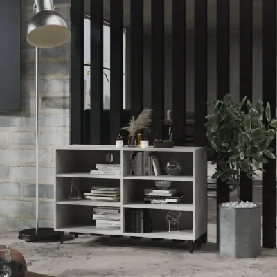 The Living Store Komoda betonsko siva 103,5x35x70 cm iverna plošča - Komoda