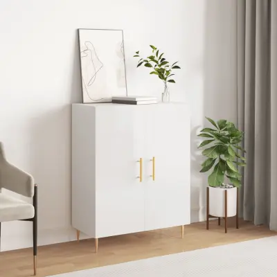 The Living Store Komoda visok sijaj bela 69,5x34x90 cm inženirski les - Komoda