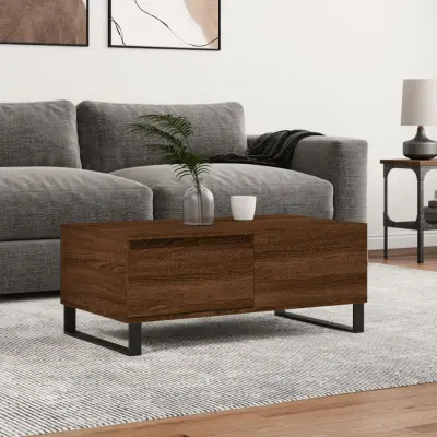 The Living Store Klubska mizica rjav hrast 90x50x36,5 cm inženirski les - Klubska Mizica