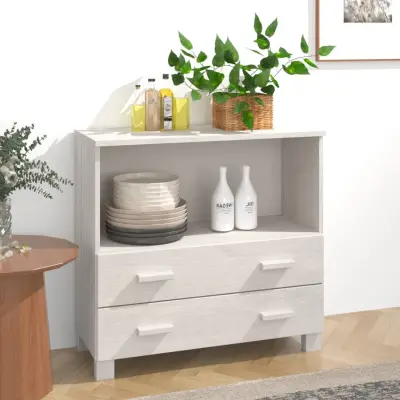 The Living Store Komoda HAMAR bela 85x35x80 cm trdna borovina - Komoda