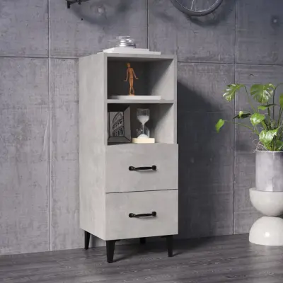 The Living Store Komoda betonsko siva 34,5x34x90 cm konstruiran les - Komoda