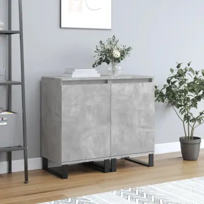 The Living Store Komoda 2 kosa betonsko siva 40x35x70 cm inženirski les - Komoda