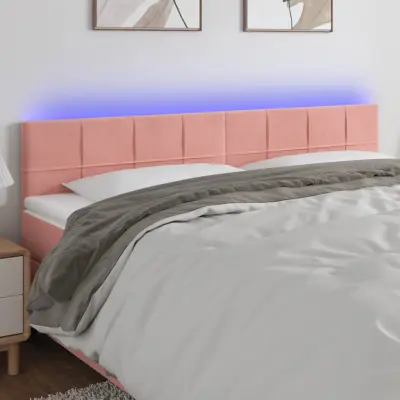 The Living Store LED posteljno vzglavje roza 180x5x78/88 cm žamet - LED Vzglavje