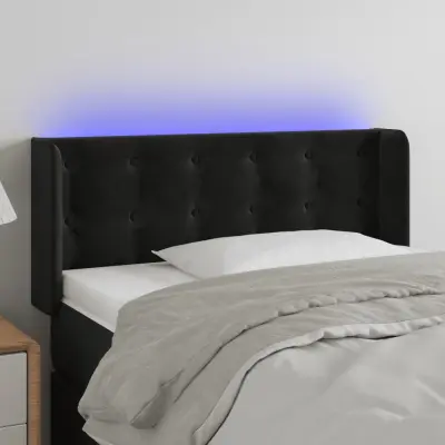 The Living Store LED posteljno vzglavje črno 103x16x78/88 cm žamet - LED Vzglavje