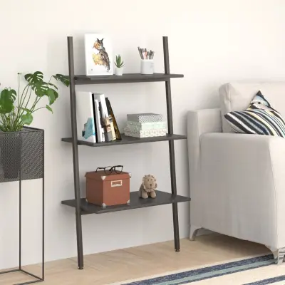 The Living Store 3-nadstropni prislonski regal črn 64x34x116 cm - Prislonski Regal