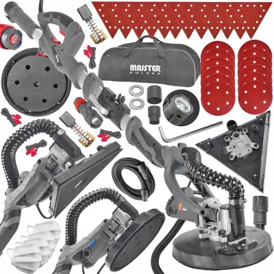 2v1 1450W teleskopska žirafa 225mm za brušenje mavčnih sten z LED + trikotna glava