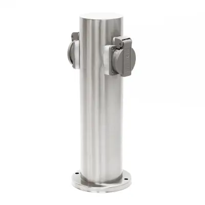 Inox stebriček in električni razdelilec 2 vtičnice 230V IP44 300mm