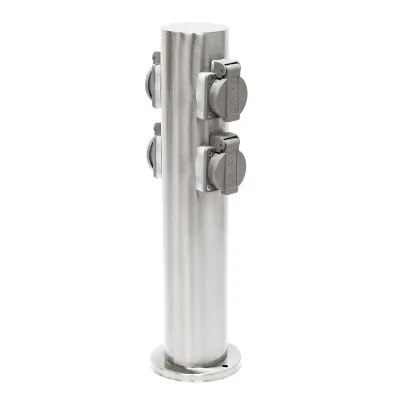 Inox stebriček in električni razdelilec 4 vtičnice 230V IP44 400mm