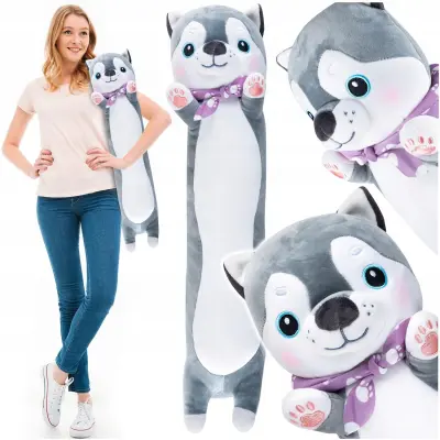 Plišasti podporni valj in blazina 70 cm kuža siv