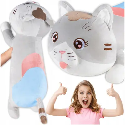 Plišasti podporni valj in blazina 70 cm muca siva