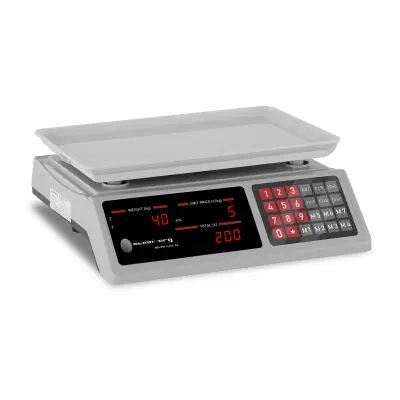 Trgovska tehtnica za štetje kosov 336x238mm napajalnik + baterija 40kg / 2g - bela