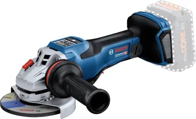 Enaka zmogljivost kot 1.500 W orodje s kablom: kotni brusilnik s stikalom PROtection in predizbiro hitrosti Bosch Professional GWS 18V-15 PSC 06019H6B