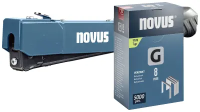 Kladivni spenjalnik Novus Tools J-033 set + 5000 ploščatih žičnih sponk - robusten udarni spenjalnik za univerzalno uporabo - dolžina sponk 6 - 10mm N