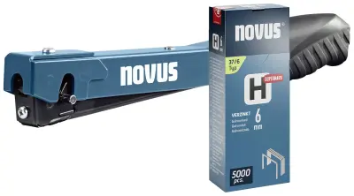 Kladivni spenjalnik Novus Tools J-022 set + 5000 finih žičnih sponk - lahek udarni spenjalnik za univerzalno uporabo - dolžina sponk 4 - 6mm Novus Too