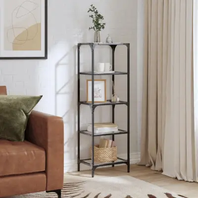 The Living Store Regal za shranjevanje s stekleno površino 40x30x123 cm jeklo - Regal Za Shranjevanje