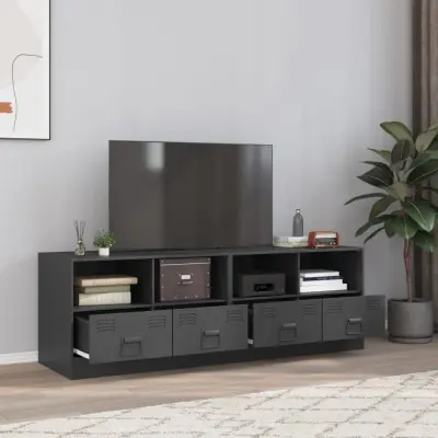 The Living Store TV omarica 2 kosa antracitna 67x39x44 cm jeklo - TV Omarica