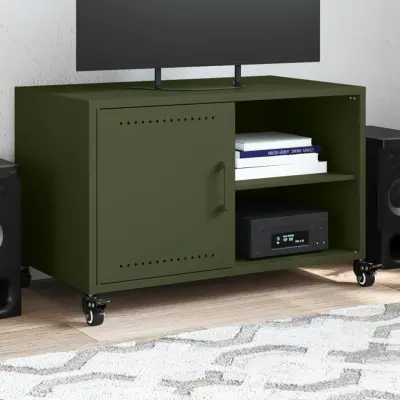 The Living Store TV omarica olivno zelena 68x39x43,5 cm hladno valjano jeklo - TV Omarica