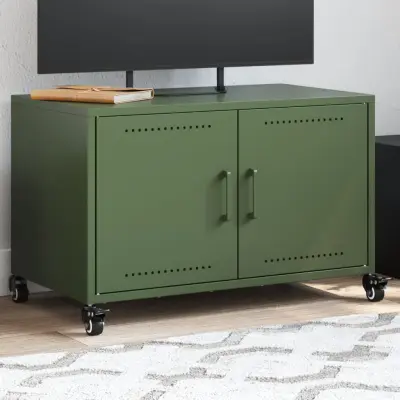 The Living Store TV omarica olivno zelena 68x39x43,5 cm hladno valjano jeklo - TV Omarica