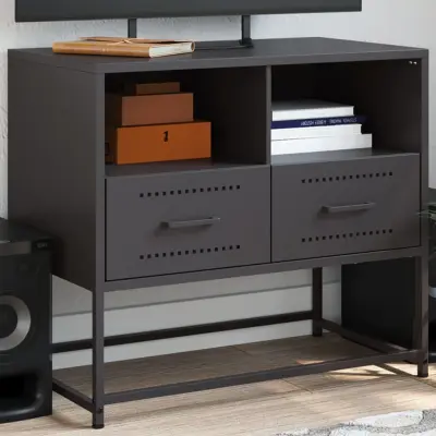 The Living Store TV omarica črna 68x39x60,5 cm jeklo - TV Omarica
