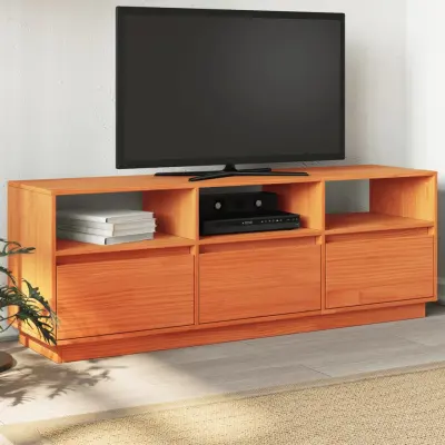 The Living Store TV omarica voščeno rjava 140x37x50 cm trdna borovina - TV Omarica