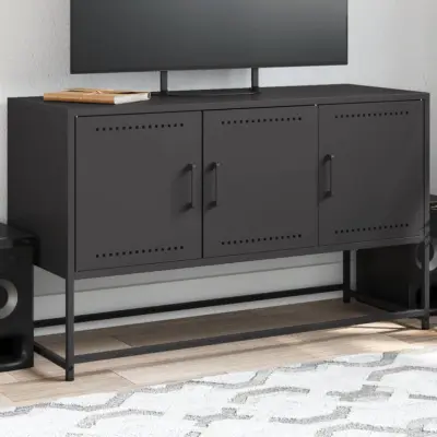 The Living Store TV omarica črna 100,5x39x60,5 cm jeklo - TV Omarica