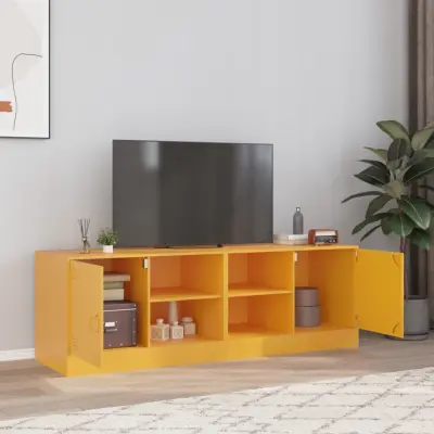 The Living Store TV omarica 2 kosa gorčično rumena 67x39x44 cm jeklo - TV Omarica