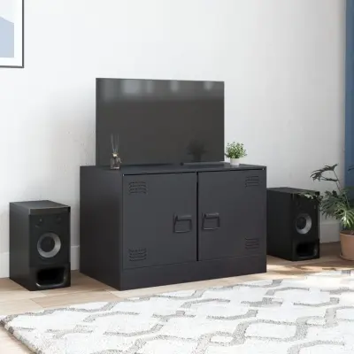 The Living Store TV omarica črna 67x39x44 cm jeklo - TV Omarica