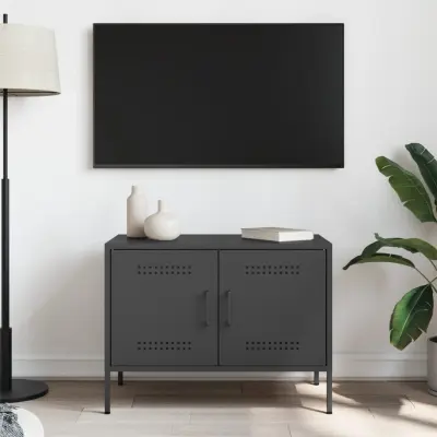 The Living Store TV omarica črna 68x39x50,5 cm jeklo - TV Omarica