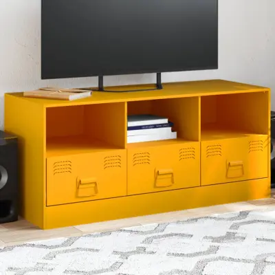 The Living Store TV omarica gorčično rumena 99x39x44 cm jeklo - TV Omarica