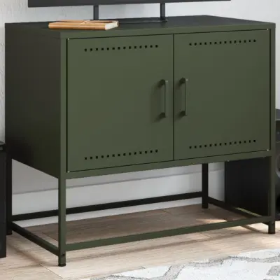 The Living Store TV omarica olivno zelena 68,5x39x60,5 cm jeklo - TV Omarica