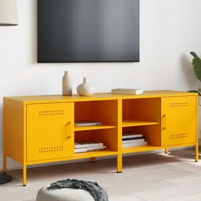 The Living Store TV omarica 2 kosa gorčično rumena 68x39x50,5 cm jeklo - TV Omarica