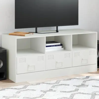 The Living Store TV omarica bela 99x39x44 cm jeklo - TV Omarica