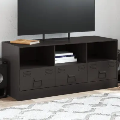 The Living Store TV omarica črna 99x39x44 cm jeklo - TV Omarica