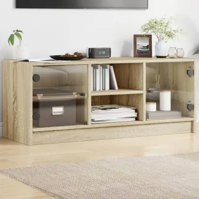 The Living Store TV omarica s steklenimi vrati sonoma hrast 102x37x42 cm - TV Omarica