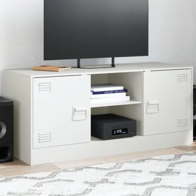 The Living Store TV omarica bela 99x39x44 cm jeklo - TV Omarica