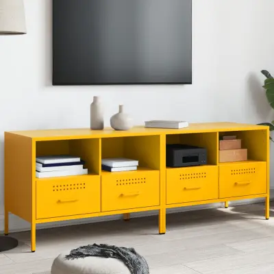 The Living Store TV omarica 2 kosa gorčično rumena 68x39x50,5 cm valjano jeklo - TV Omarica