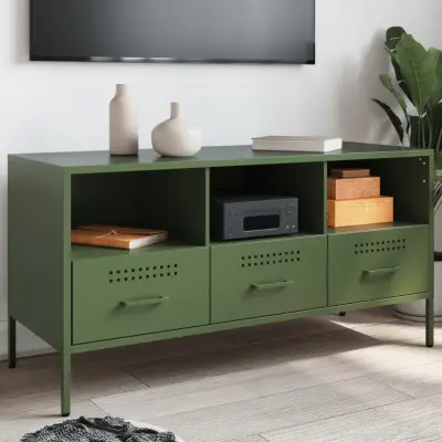 The Living Store TV omarica zelena 100,5x39x50,5 cm hladno valjano jeklo - TV Omarica