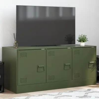 The Living Store TV omarica olivno zelena 99x39x44 cm jeklo - TV Omarica