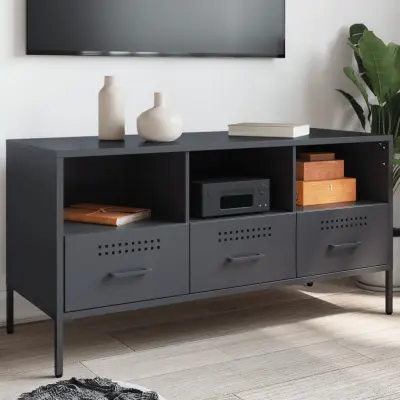 The Living Store TV omarica antracitna 100,5x39x50,5 cm hladno valjano jeklo - TV Omarica