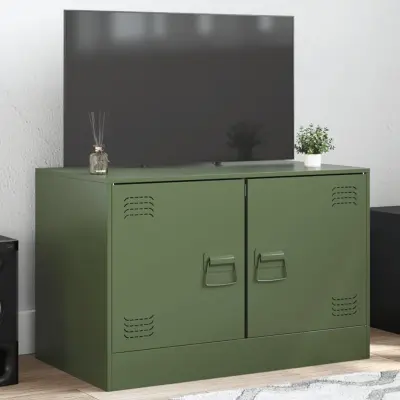 The Living Store TV omarica olivno zelena 67x39x44 cm jeklo - TV Omarica