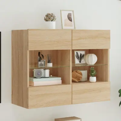 The Living Store Stenska TV omarica z LED lučkami sonoma hrast 78,5x30x60,5 cm - TV Stenska Omarica