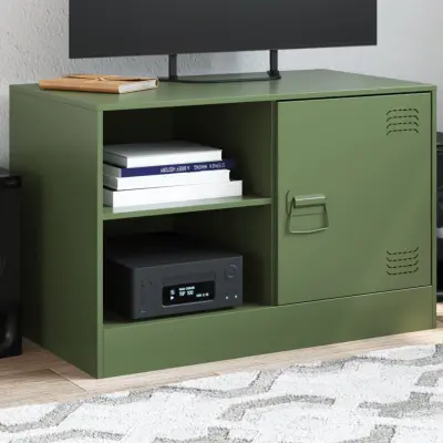 The Living Store TV omarica olivno zelena 67x39x44 cm jeklo - TV Omarica