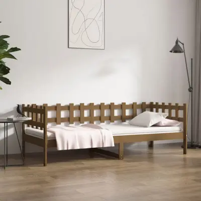The Living Store Dnevna postelja medeno rjava 90x200 cm trdna borovina - Dnevna Postelja