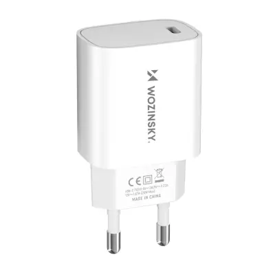 20W USB-C 100-240V stenski polnilec, bel