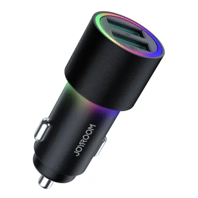 2x USB avtopolnilec z osvetlitvijo ozadja 24W črn