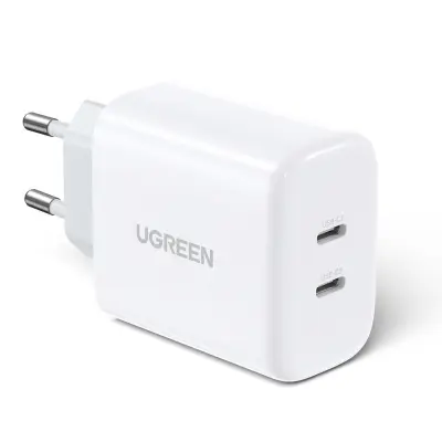 2x USB-C 40W Power Delivery polnilec za telefon, bel