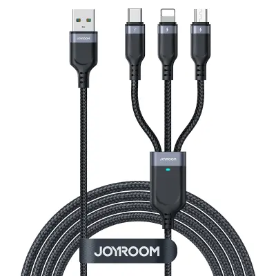 3v1 kabel USB-A - iPhone Lightning USB-C microUSB Multi-Use 1,2 m črn