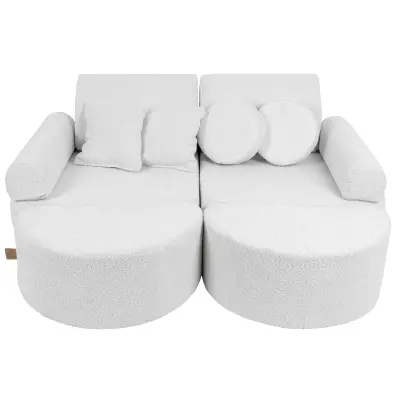 MeowBaby Pocket Sofa Max, 120x25x90cm, Boucle, Bela